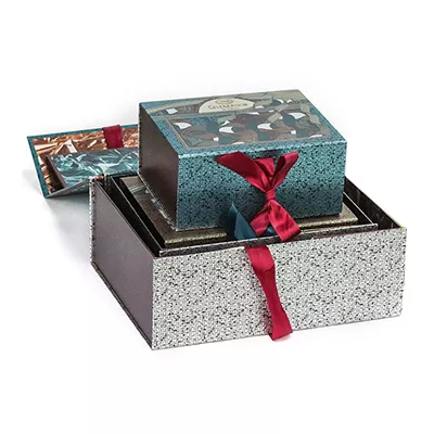 Magnetic Paper Gift Box with Ribbon Closure